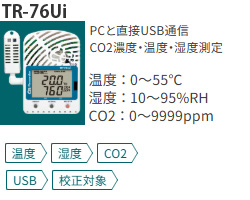 TR-76Uiは温度湿度だけでなくCO2二酸化炭素を測定できるデータロガーです
